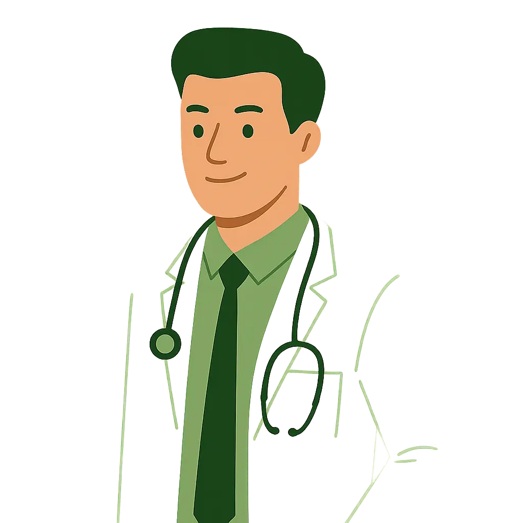 Doctor illustration showing CheckApp healthcare system